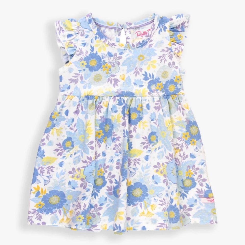 RuffleButts Girls Pristine Blooms Flutter Knit Dress